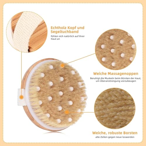 Image of Wooden Blood Circulation Bath Brush With Massager | Natural Bristles | Dry Brushing Removes Dead Skin, Treats Cellulite & Stimulates Blood Flow