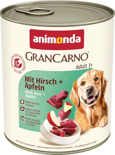 animonda GranCarno Adult Hunde Nassfutter mit Hirsch + Äpfeln (6 x 800 g)