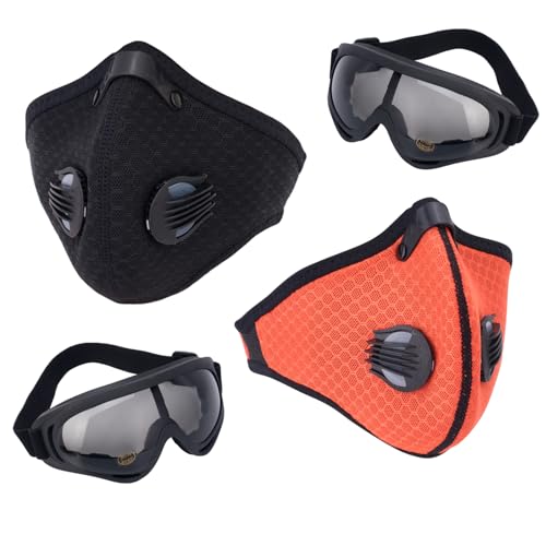 Motorcycle Goggles and Carbon Mask Set