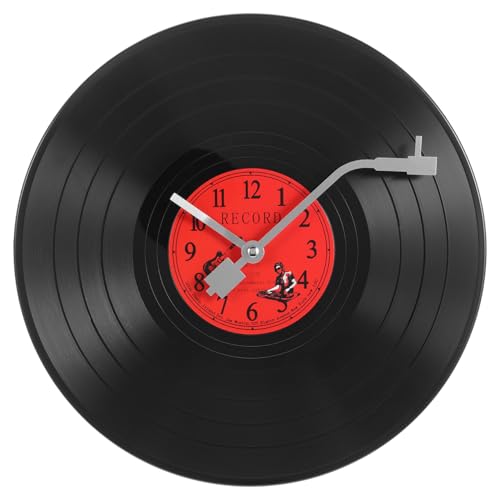 Amosfun Reloj De Pared Disco De Vinilo Creativo Vintage 11.81In Reloj De Pared Decorativo para Hogar Oficina Sala