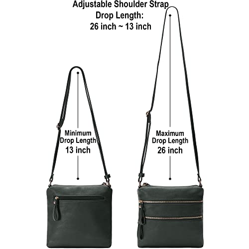 Image of Solene Small Multi Zipper Pocket Crossbody Bag with Adjustable Strap, Lightweight Travel Purse, Daily Small Messenger Pouch