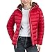 Michael Kors Womens Hooded Packable Puffer Jacket, Red, XL