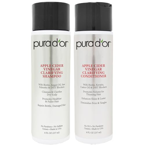 MOUNTAIN TOP by PURA D'OR Apple Cider Vinegar ACV Shampoo & Conditioner Set (2 x 8oz)