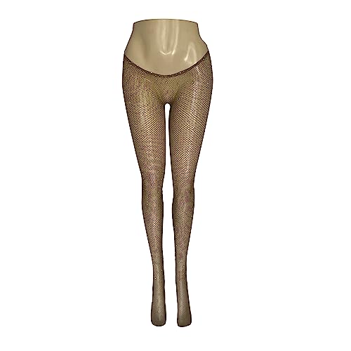 Image of V-Cut Skintone Gold Glitter Fishnet Stockings | VCUT Carnival Tights for Black and Brown Skin Women