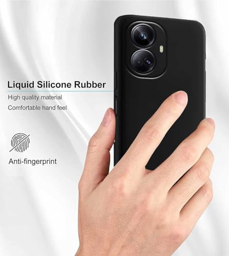 Image of BlazeTech for [ Realme 10 Pro Plus 5G ] Liquid Silicone Back Case Cover Flexible |Inner Lining| with Camera Protection Back Cover for [ Realme 10 Pro Plus 5G ] - Black