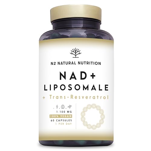 NAD Resveratrol 1100 mg. Fórmula Liposomal con Nicotinamide Riboside, Niacina y Vitamina E, Antiedad, Bienestar Cognitivo, Vitalidad y Salud Celular. N2 Natural Nutrition