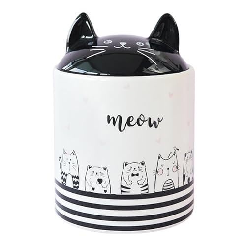 Gcljlmy - Tarro de almacenamiento con diseño de gato, contenedor de granos de café con tapa, accesorio moderno, lata hermética, botella de sal, lata para el hogar de la mesa, grande