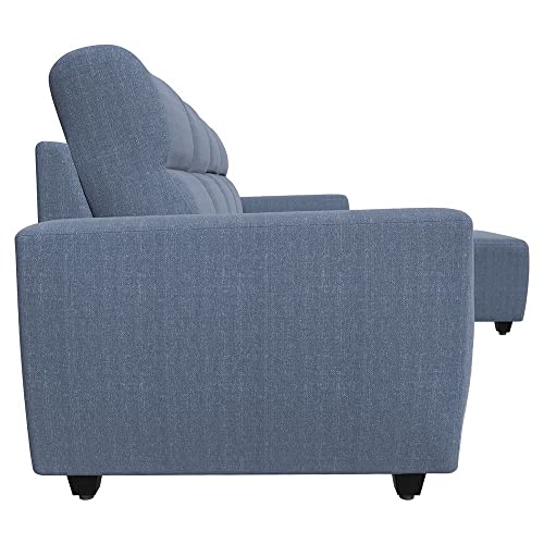 Image of Wakefit Sofa Set | 3 Year Warranty | Sofa 3 Seater, 3 Seater Sofa for Living Room, Wooden Sofa Set, 3 Seater + Right Aligned, Sofa for Living Room - Belize(Omega : Blue)