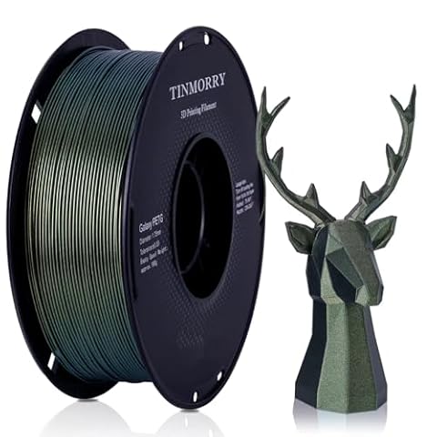 TINMORRY Rapid PETG Filament 1.75 mm, Galaxy PETG 3D Printer Filament, PETG with a Rapid Flow Rate, Compatible with Bambu FDM 3D Printer, 1 kg 1 Spool, Galaxy Green Gold
