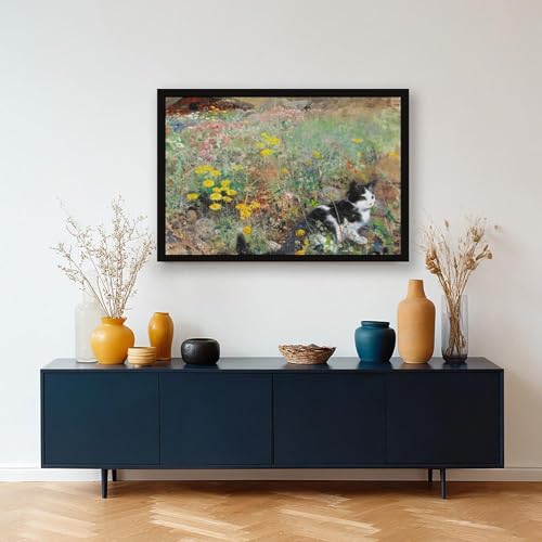 Impression sur toile chat champêtre pour déco murale de bureau