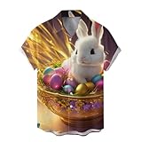 Easter T Shirts for Men Short Sleeve Easter Bunny Egg Print Graphic Button Up Tops Casual Summer...