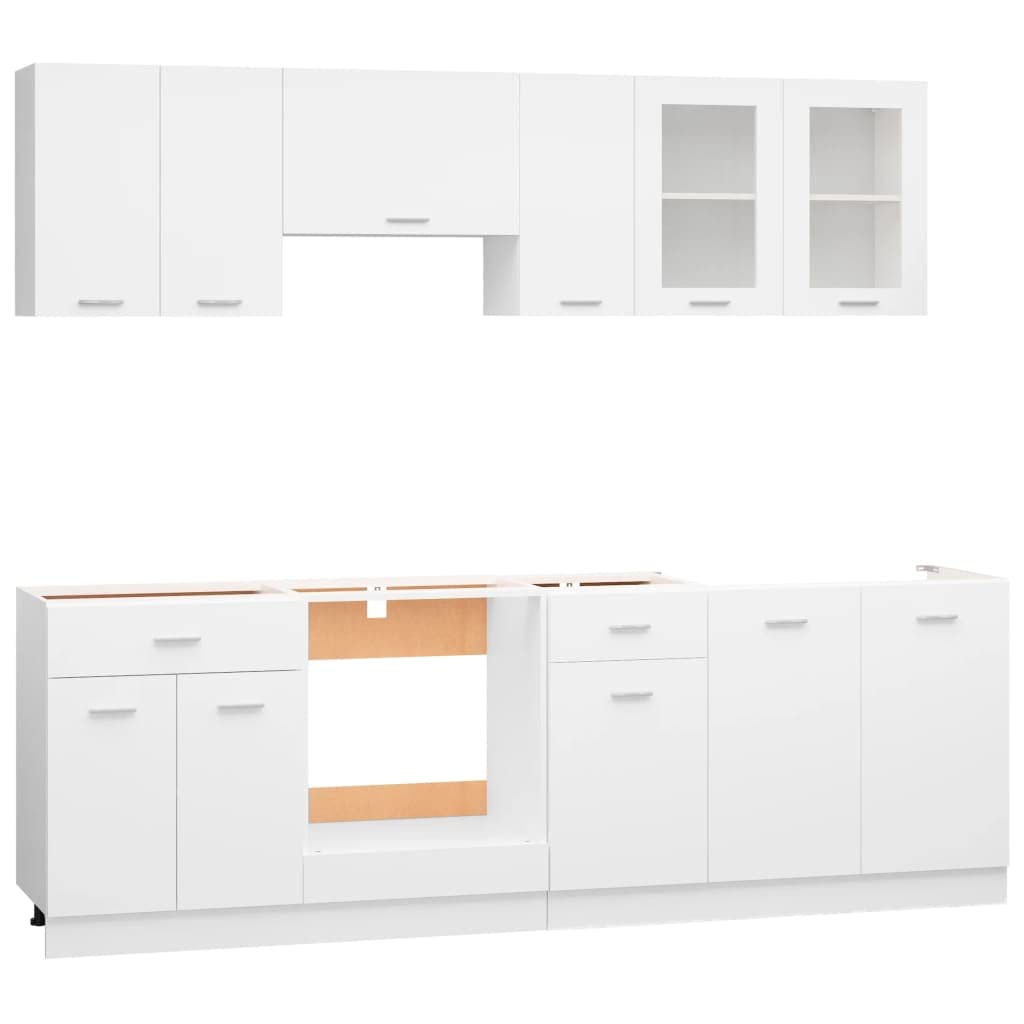 vidaXL Conjunto de armarios de Cocina de 8 Piezas Lyon de Madera de ingeniería Blanca