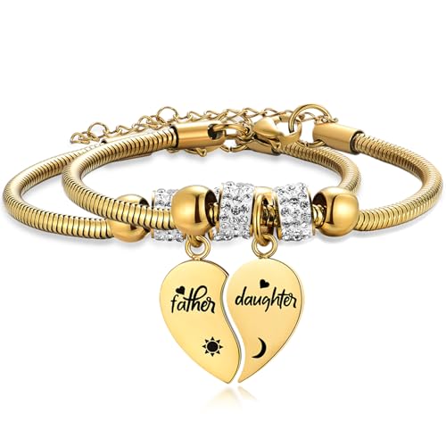 Image of Yonhon Father Daddy Daughter Bracelet Necklace for 2,Dad Daughter Matching Necklace Set for 2