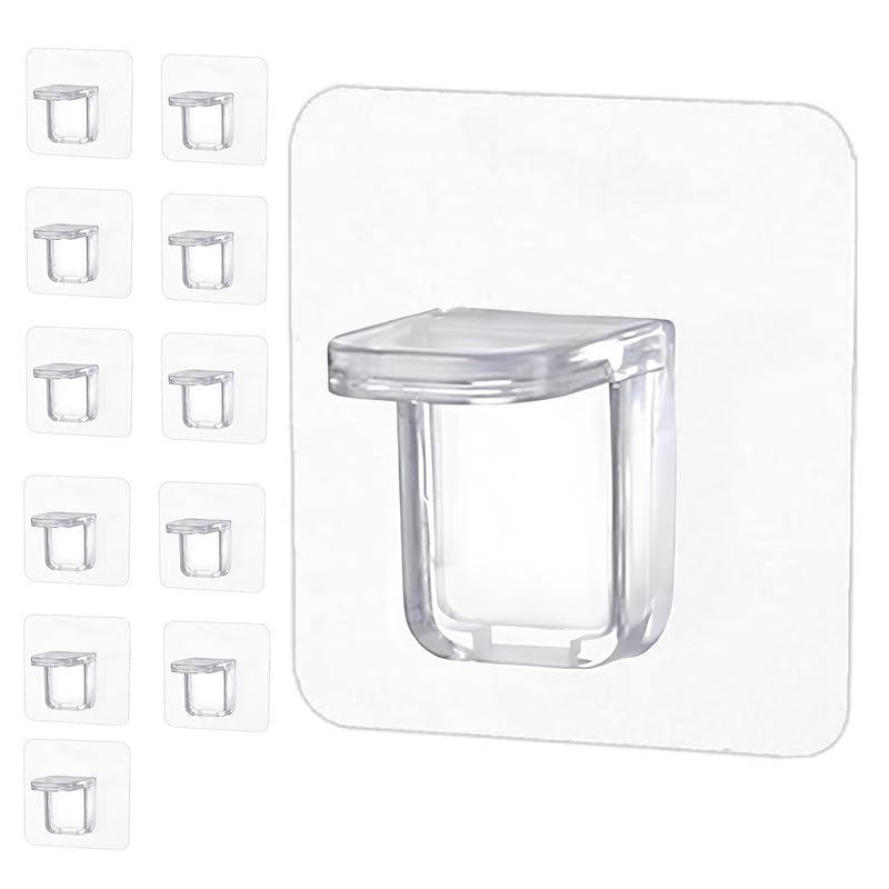 Image of 12 Pieces Adhesive Partition Hook, No Drill Shelf Support Brackets Suitable for Kitchen Lockers, Wardrobes, Display Cabinets