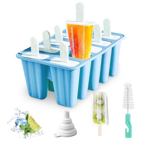 La Mejor Lista de Recipientes para anclar a paletas que puedes comprar esta semana. 43 VAGEY Moldes para Helados de 10 Cavidades, Molde de Silicona para Paletas, Reutilizable Sin BPA, con Cepillo de Limpieza y Embudo para Niños y Familias, para DIY Paleta de Hielo y...