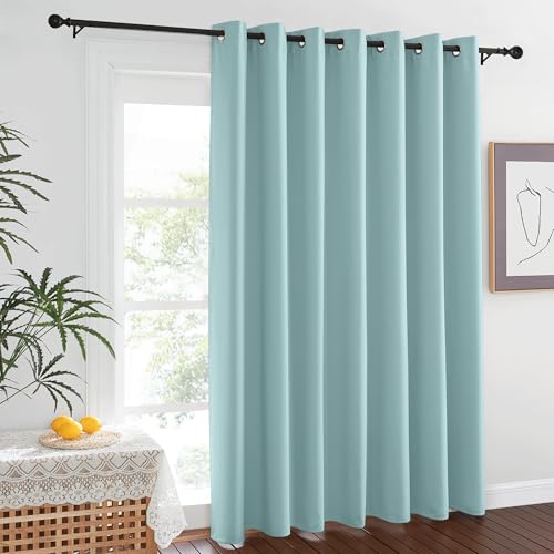 NICETOWN Sliding Door Curtain 84 inches Long, Grommet Privacy Darkening Window Treatment Sound Reducing Room Divider for Bedroom/Kids Room, 1 Panel, Sky Blue, W100 x L84