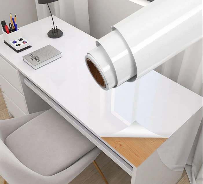 SUNBIRD Glossy Marble Self Adhesive Wallpaper Furniture Countertops Desktop Wardrobe Contact Paper Stickers Vinyl Waterproof Wall Paper (60Cm X 500Cm, White, Solid, White) (B0B34NKN5N) Amazon Price History, Amazon Price Tracker