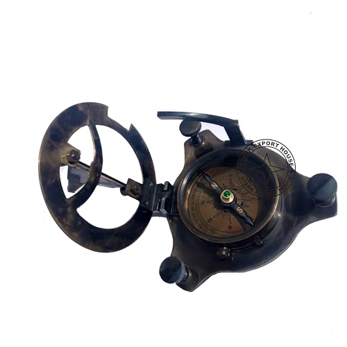 Brújula Sundial de Latón Negro Antiguo 3 Pulgadas con Caja de Madera miniatura 3