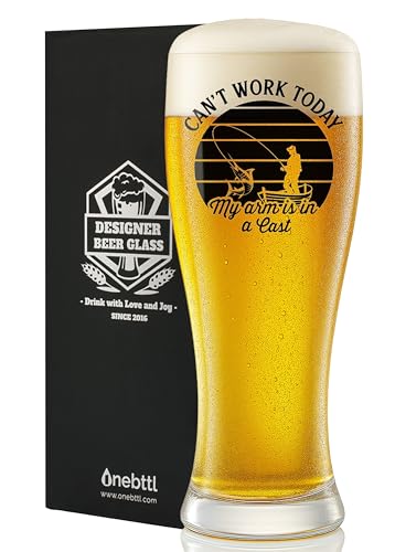 Onebttl Fishing Gifts for Men Unique, 15oz Beer Glass, Funny Gift Idea for Christmas,...