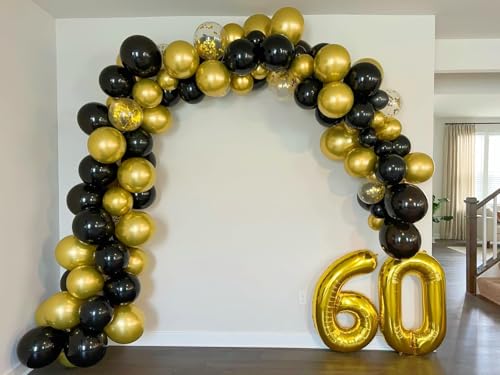 Image of Number Balloons Gold 17 Balloon 40 inch for 17 71 Birthday Party Decoration | Saturated Color, Large 40 inch, With Straw & Hanging Holes, For Back-To-School Season, Anniversary, Christmas, New Year