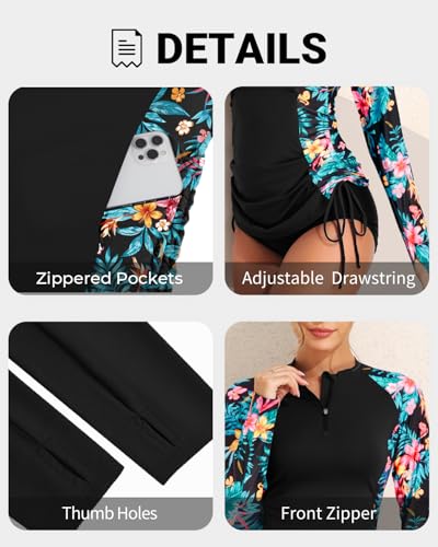 Daci Women Rash Guard Swim Shirt Long Sleeve Swimsuit UPF 50 Without Shorts Bathing Suits3