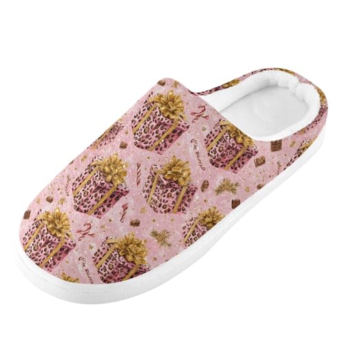 Fuzzy Memory Foam Slippers for Women/Men Leopard Print Gift Chocolate Candy Pattern Fluffy Winter House Shoes Indoor and Outdoor