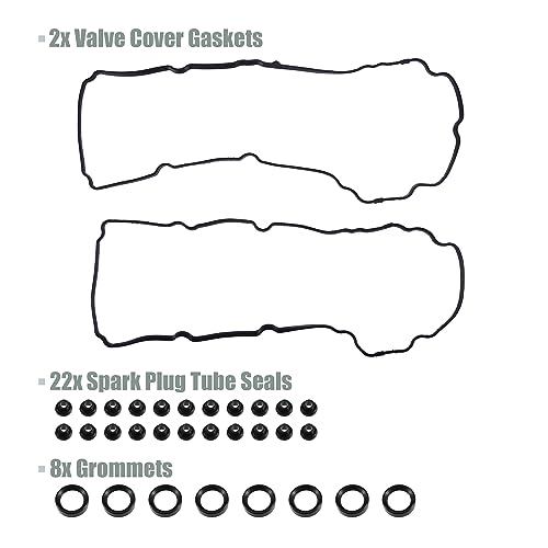 Image of uxcell 2 Set Engine Valve Cover Gaskets Seals No.6E5Z-6C535-AB /7T4Z-6C535-A /BR3Z-6C535-B for Ford Explorer 2013-2019 Black
