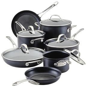 Anolon Anolon X Hybrid Nonstick Nonstick Cookware Induction Pots and Pans Set, 12 Piece – Charcoal Gray