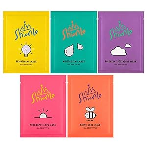 ShionLe Face Facial Beauty Skin Care Mask Sheets | Moisturizing | Brightening | Aging Care | Pore & Spot Care | Pollutant Defending | 5 Different Sheets | 5 Nutritional Skin Care (COMBO)