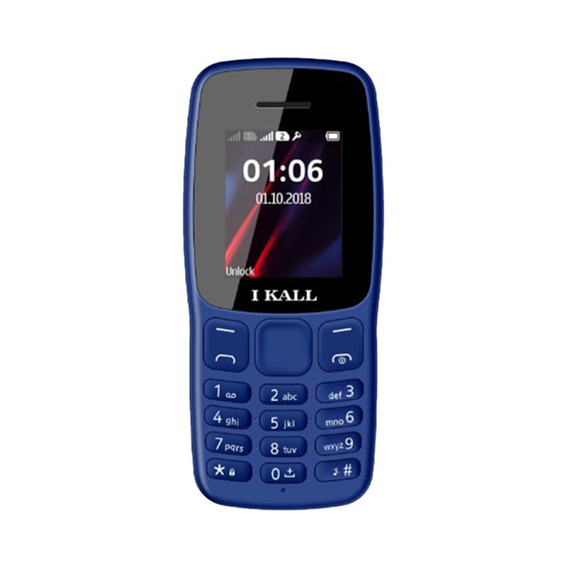 Image of IKALL K100 Mobile | Keypad Mobile Phone | 32MB RAM, 64MB Storage, Expandable 8GB | 1000 mAh Battery, Fast Charging | 1 Year Warranty | Bluetooth, FM Radio(1.8 Inch, Dual Sim, Royal Blue)