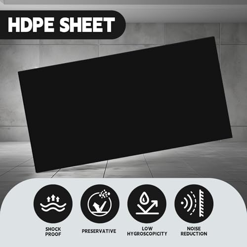 Image of Threehoney 2 Pcs Black HDPE Sheet 1 /4 inch Thick 12 x 24 Inch, HDPE Plastic Sheet High Density Polyethylene Board Flexible Solid Plastic Block for DIY Projects Crafts Machining Home