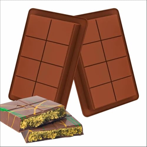 Image of Xmart India Deep Chocolate Molds | Large and Thick Silicone Chocolate Molds for Stuffed Bar | Big Chocolate Candy Mold | Knafeh Pistachio Chocolate | Dubai Kunafa (2 Pcs)