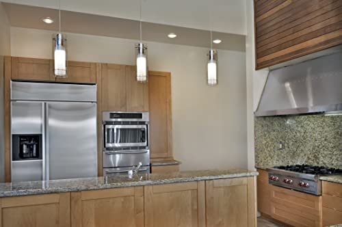 Et2 E22000-10 I Frost Collection Adjustable Height Dimmable 1 Light Ceiling Pendant - Polished Chrome I 50 Watts I Clear Cylinder/Frosted Glass I Modern Contemporary Light Fixture I #TOP5