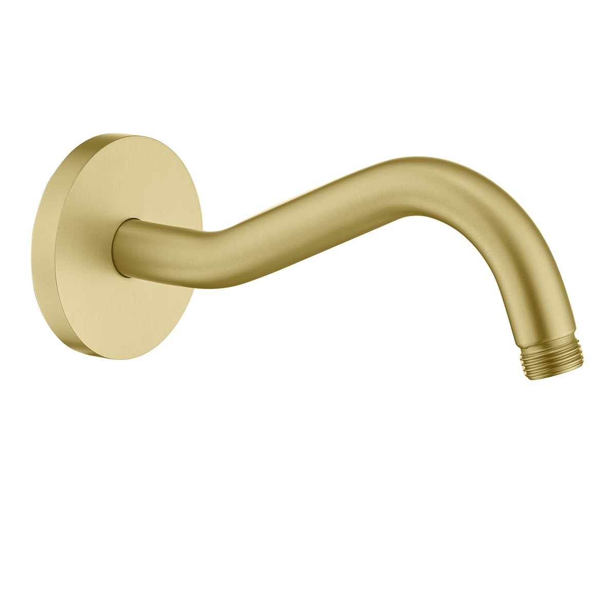 RANDOM 8 Inch Curved Shower Arm with Flange Brushed Gold S-Shape Shower Head Extension Arm Stainless Steel,Wall Mounted.RD-91068-8BG