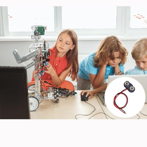 5 Pcs 9V Battery Clip Connector with 15 cm Flying, Battery Snap Connectors for Connection Cable LED Strip 9V Connector Buckle Plastic Housing, T-type (Black) - Image 5