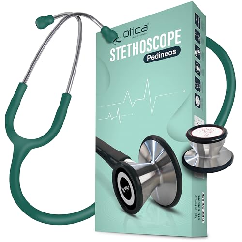 Image of OTICA Pediatric Stethoscope - Dual-Head Stainless Steel Chestpiece with Tunable Diaphragms, 29 inch Tube, Soft Ear Tips - Medical Stethoscope for Children, Infants & Neonatal Use (Green)