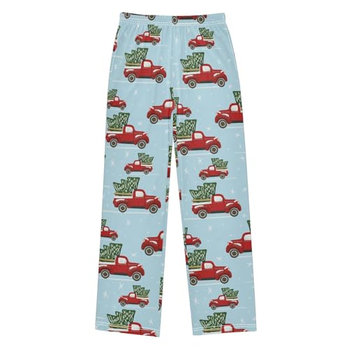 ZZKKO Christmas Pickup Truck Tree Blue Boys Pants for Kids Jogger Pants with Pockets S-XL