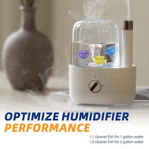 ADDFRESH Humidifier Cleaner Fish, Tank Cleaning Cartridge, Purifies Water and Eliminates Mineral Build-up, 12 Count - Purple, Blue,Yellow 3 Colors