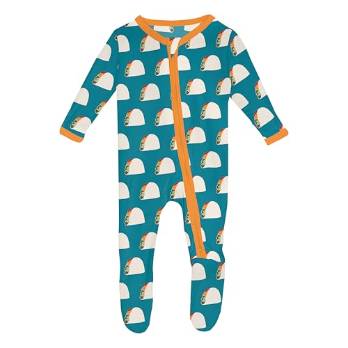 Image of KicKee Footie with 2 Way Zipper in Celebration Prints, One-Piece Boy or Girl Baby Clothes