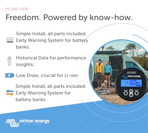 Image of Victron Energy BMV-712 Smart Battery Monitor with Shunt - 6.5-70 VDC | Display and Bluetooth - Black
