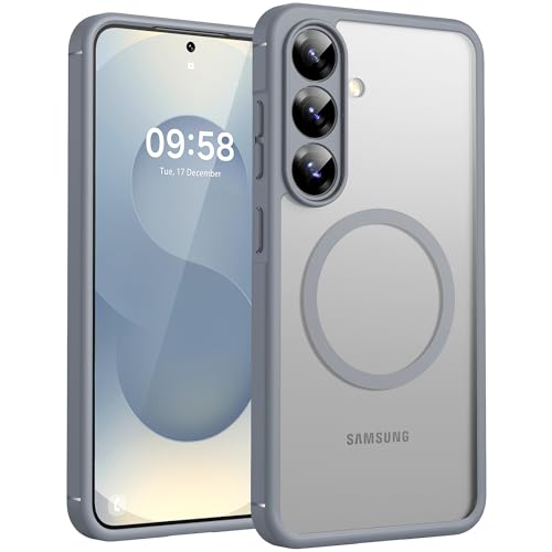 Image of TOCOL Magnetic for Samsung Galaxy S25 Case, Upgraded Full Camera Protection, Compatible with Magsafe, Drop Protection Slime Clear Back Cover for Samsung Galaxy S25 6.2-Inch (Gray)
