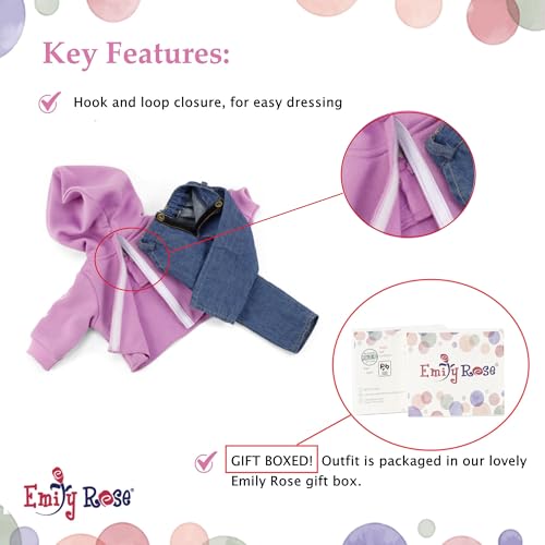 Emily Rose 18-inch Doll Pink Hoodie Outfit - 3-Piece Set with Sweatshirt, Jeans & Matching Backpack - Gift Boxed 18” Doll Clothes – Compatible with American Girl & Our Generation Dolls