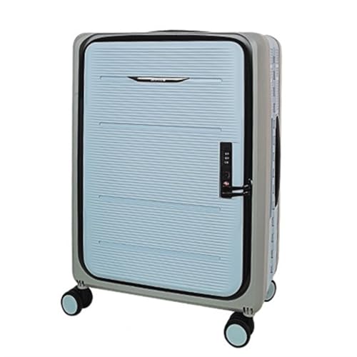 Suitcases Multifunctional Folding Suitcase Universal Wheel Password Trolley Case Solid Colour Front Opening Lid Suitcase Suitcases with Wheels(Blue b,26in)
