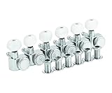 guyker 6 afinadores de bloqueo de guitarra en línea - 1:18 clavijas de afinación de cuerda de bloqueo para guitarra eléctrica acústica clásica folclórica - Botones de perlas, cromo