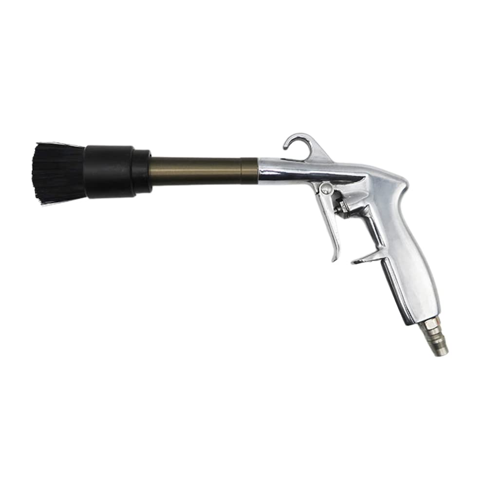 Riloer Air Pulse Car Washing Equipment Tool, Car Interior Spraying Washing Gun, 1 Set Interior Cleaning Guns with Brushes, Roof Seat Cleaning Guns, Alloy Horn Head Brushes