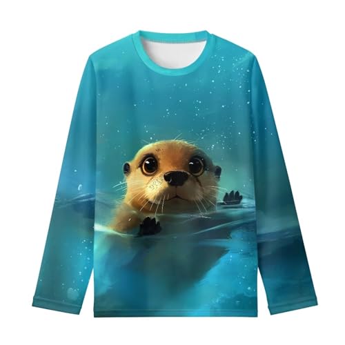 Image of Girls Cartoon Print Long Sleeve Graphic Tee Casual Crew Neck T-Shirts for 3-16 Years Little Girls