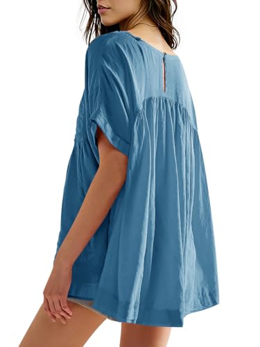 Image of Tankaneo Womens Summer Babydoll Tops Casual Loose Fit Peplum Oversized Tunic Shirts