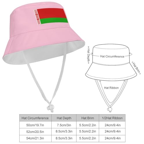 Kids Bucket Hat for Girls & Boys, Belarus Flag Pattern Bucket Hat for Girls Boys,Fun & Cool Fun Outdoor Vacation2
