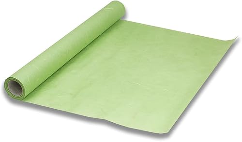 Papel de morera tradicional coreano, rollo de papel Hanji de color, textura de fibra natural, Unyong (verde claro, 21.3 x 787.4 pulgadas)