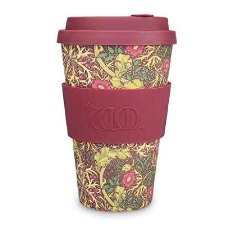 3XWilliam Morris: Seaweed with Maroon Silicone 14oz, Reusable and Friendly Takeaway Cover